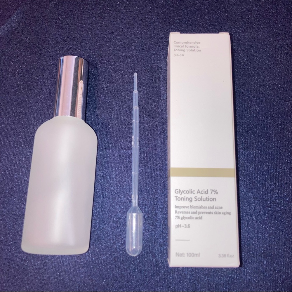 NEW 7% glycolic solution with 3oz glass stream spray bottle, bonus pipette